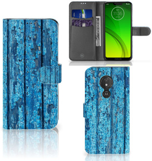 B2Ctelecom Motorola Moto G7 Power  Hoesje Bookcase Wood Blue