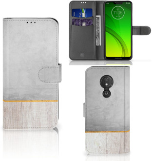 B2Ctelecom Motorola Moto G7 Power  Hoesje Bookcase Wood Concrete