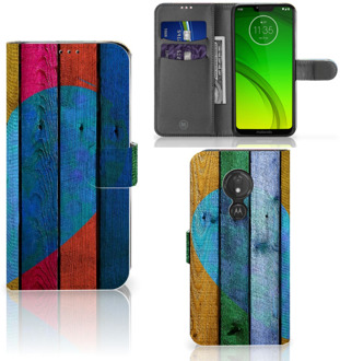 B2Ctelecom Motorola Moto G7 Power  Hoesje Bookcase Wood Heart