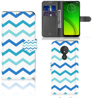 B2Ctelecom Motorola Moto G7 Power  Hoesje Bookcase Zigzag Blauw