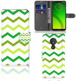 B2Ctelecom Motorola Moto G7 Power  Hoesje Bookcase Zigzag Groen