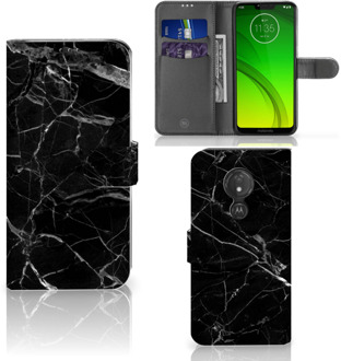 B2Ctelecom Motorola Moto G7 Power Uniek Bookcase Hoesje Marmer Zwart