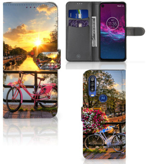 B2Ctelecom Motorola One Action Flip Cover Amsterdamse Grachten