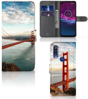 B2Ctelecom Motorola One Action Flip Cover Golden Gate Bridge