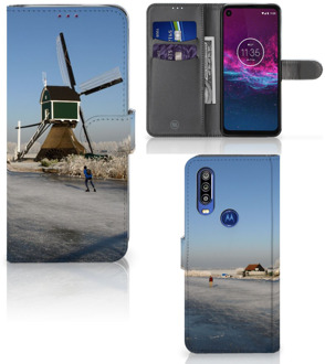 B2Ctelecom Motorola One Action Flip Cover Schaatsers Friesland