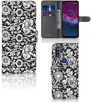 B2Ctelecom Motorola One Action Hoesje Black Flowers