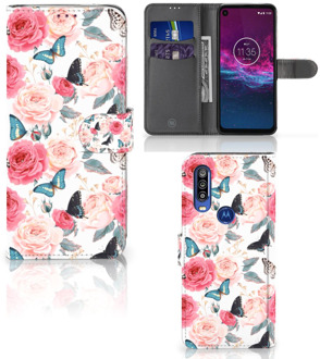 B2Ctelecom Motorola One Action Hoesje Butterfly Roses