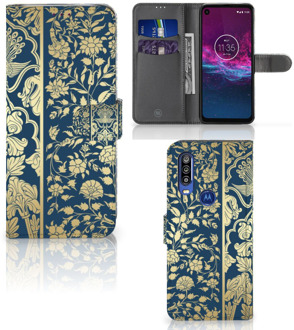 B2Ctelecom Motorola One Action Hoesje Golden Flowers