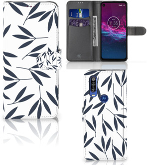 B2Ctelecom Motorola One Action Hoesje Leaves Blue