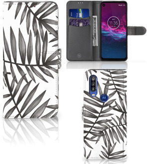 B2Ctelecom Motorola One Action Hoesje Leaves Grey