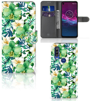 B2Ctelecom Motorola One Action Hoesje Orchidee Groen