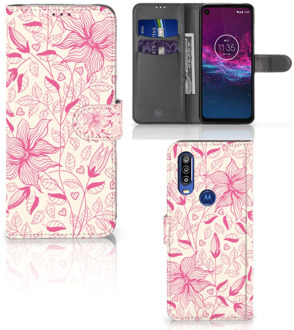 B2Ctelecom Motorola One Action Hoesje Pink Flowers