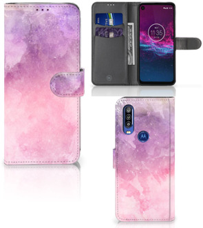 B2Ctelecom Motorola One Action Hoesje Pink Purple Paint