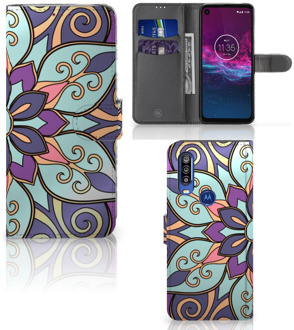 B2Ctelecom Motorola One Action Hoesje Purple Flower