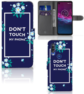 B2Ctelecom Motorola One Action Portemonnee Hoesje Flowers Blue DTMP