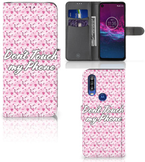 B2Ctelecom Motorola One Action Portemonnee Hoesje Flowers Pink DTMP