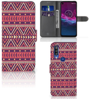 B2Ctelecom Motorola One Action Telefoon Hoesje Aztec Purple