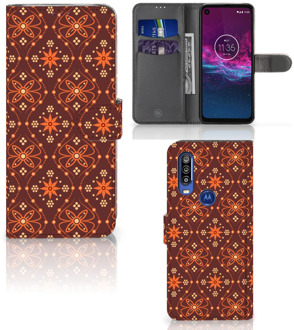 B2Ctelecom Motorola One Action Telefoon Hoesje Batik Brown