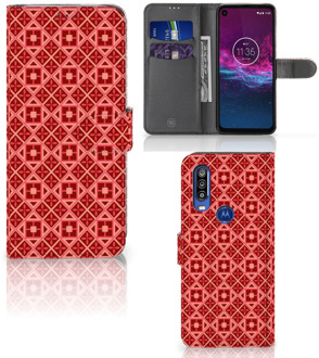 B2Ctelecom Motorola One Action Telefoon Hoesje Batik Red