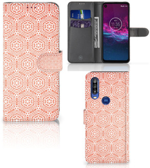 B2Ctelecom Motorola One Action Telefoon Hoesje Pattern Orange