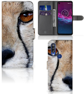 B2Ctelecom Motorola One Action Telefoonhoesje met Pasjes Cheetah