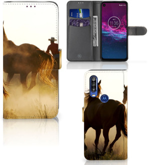 B2Ctelecom Motorola One Action Telefoonhoesje met Pasjes Design Cowboy