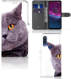 B2Ctelecom Motorola One Action Telefoonhoesje met Pasjes Kat