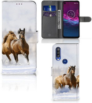 B2Ctelecom Motorola One Action Telefoonhoesje met Pasjes Paarden