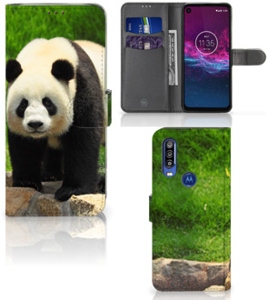 B2Ctelecom Motorola One Action Telefoonhoesje met Pasjes Panda