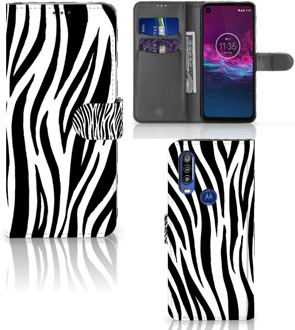 B2Ctelecom Motorola One Action Telefoonhoesje met Pasjes Zebra