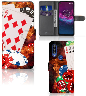 B2Ctelecom Motorola One Action Wallet Case met Pasjes Casino