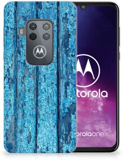 B2Ctelecom Motorola One Zoom Bumper Hoesje Blauw Wood