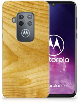 B2Ctelecom Motorola One Zoom Bumper Hoesje Licht Hout