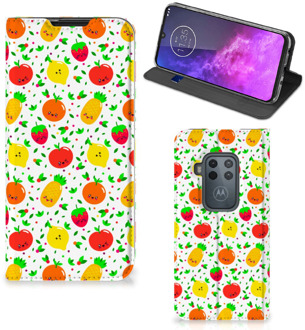 B2Ctelecom Motorola One Zoom Flip Style Cover Fruits