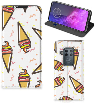 B2Ctelecom Motorola One Zoom Flip Style Cover Icecream