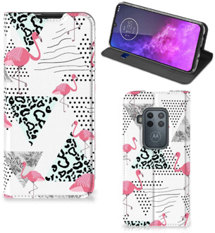 B2Ctelecom Motorola One Zoom Hoesje maken Flamingo Triangle