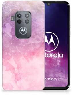 B2Ctelecom Motorola One Zoom Hoesje maken Pink Purple Paint