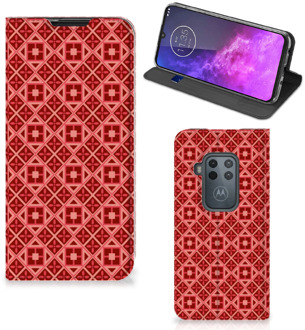 B2Ctelecom Motorola One Zoom Hoesje met Magneet Batik Red