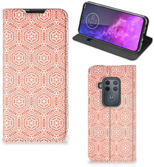 B2Ctelecom Motorola One Zoom Hoesje met Magneet Pattern Orange