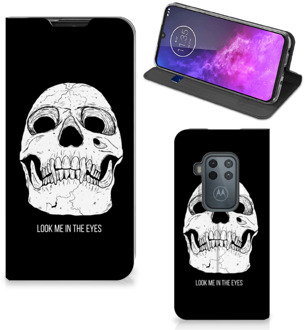 B2Ctelecom Motorola One Zoom Mobiel BookCase Skull Eyes