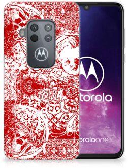 B2Ctelecom Motorola One Zoom Silicone Back Case Angel Skull Red