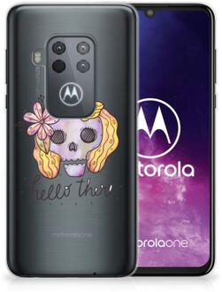 B2Ctelecom Motorola One Zoom Silicone Back Case Boho Skull