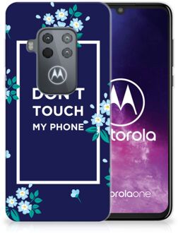 B2Ctelecom Motorola One Zoom Silicone-hoesje Flowers Blue DTMP