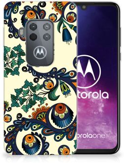 B2Ctelecom Motorola One Zoom Siliconen Hoesje Barok Flower