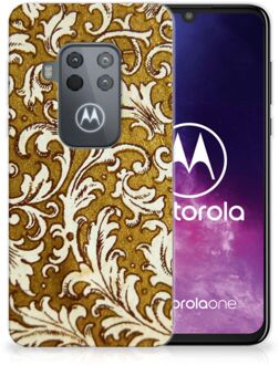 B2Ctelecom Motorola One Zoom Siliconen Hoesje Barok Goud