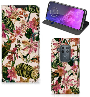 B2Ctelecom Motorola One Zoom Smart Cover Flowers