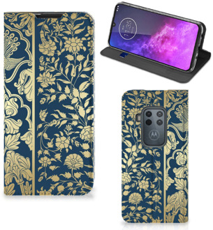 B2Ctelecom Motorola One Zoom Smart Cover Golden Flowers