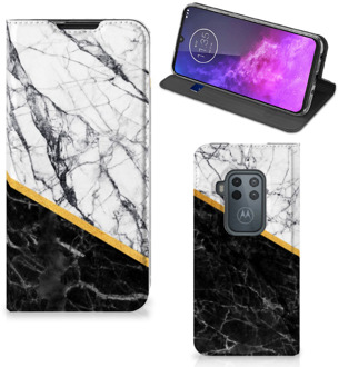 B2Ctelecom Motorola One Zoom Standcase Marble White Black