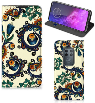 B2Ctelecom Motorola One Zoom Telefoon Hoesje Barok Flower