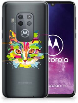 B2Ctelecom Motorola One Zoom Telefoonhoesje met Naam Cat Color